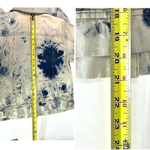 Free People Jean Jacket Acid Wash Tie Dye Denim S Cream Blue Rumor Jones - Picture 16 of 16